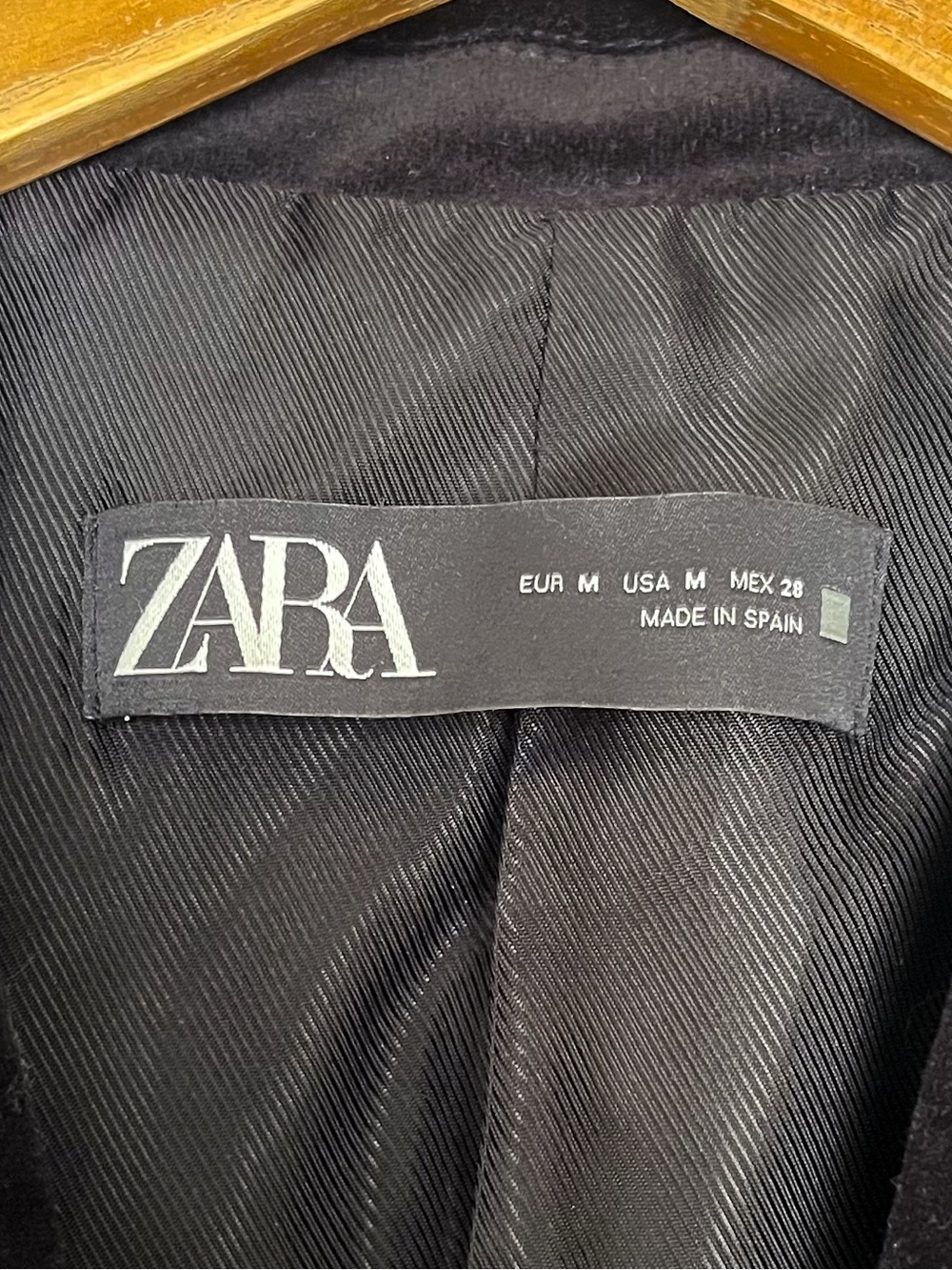 Zara Velvet Cropped Blazer Single Breasted Cotton Fully Lined Size Medium Black - Picture 10 of 16
